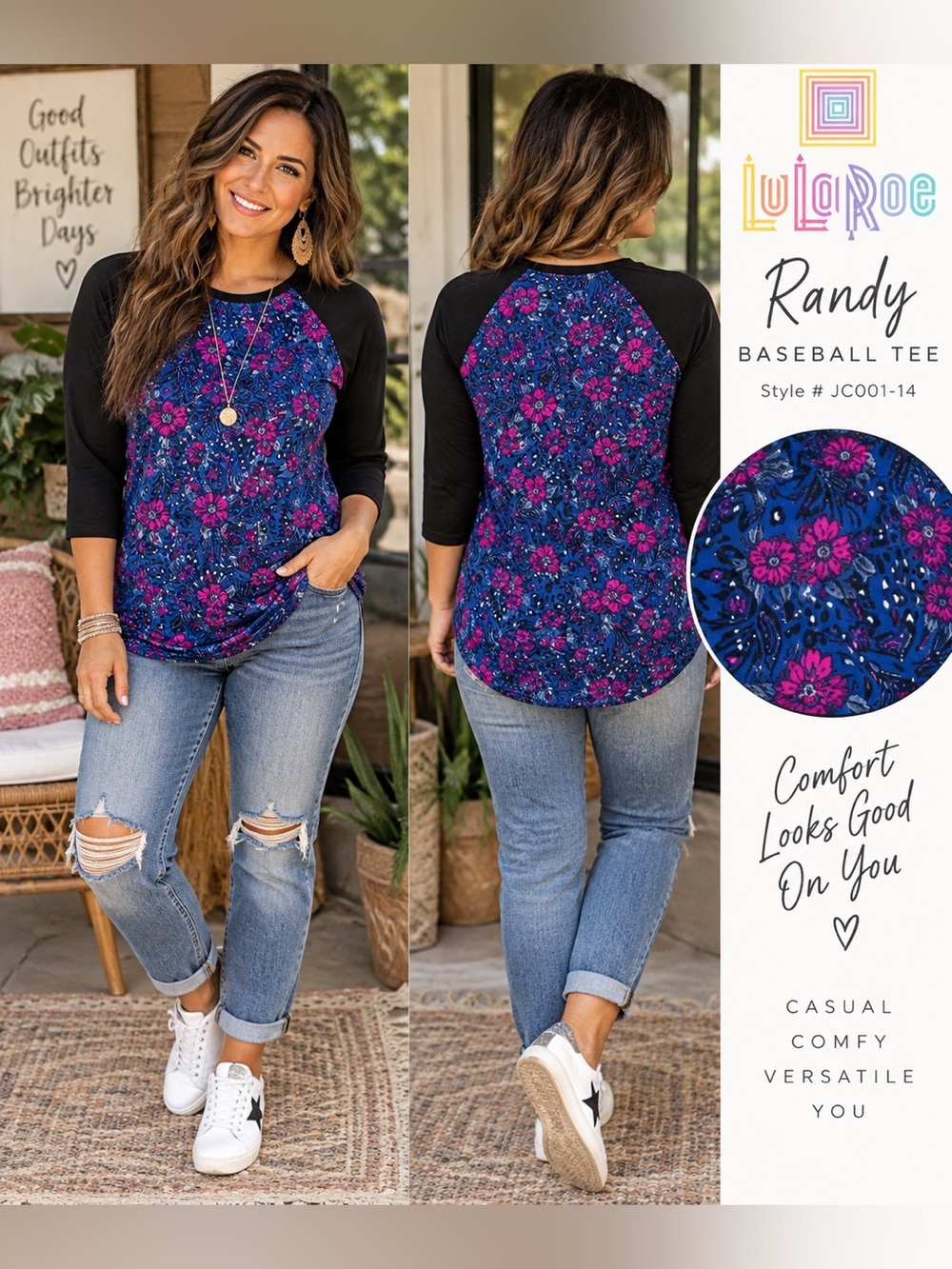 LULAROE Randy Baseball Tee EUC